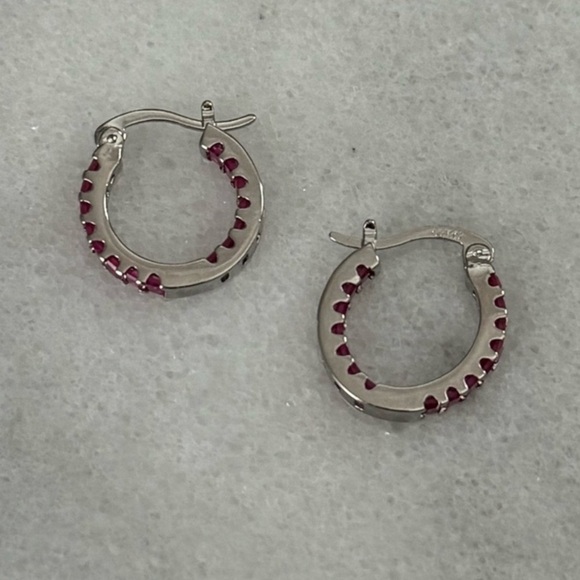 Sterling Silver Princess Pink Crystal Hoop Earrings
Brand New - Picture 4 of 5